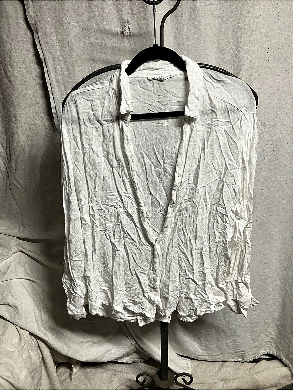 Zanne Delancey White Button Front Blouse Size XL Like New